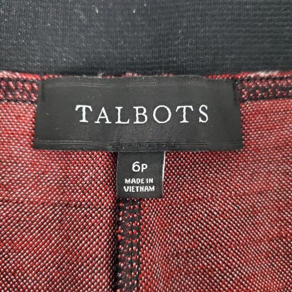 Talbots Buffalo Plaid Ankle Pull On Stretch Pants Petite 6P Red Black Leggings - Picture 5 of 8